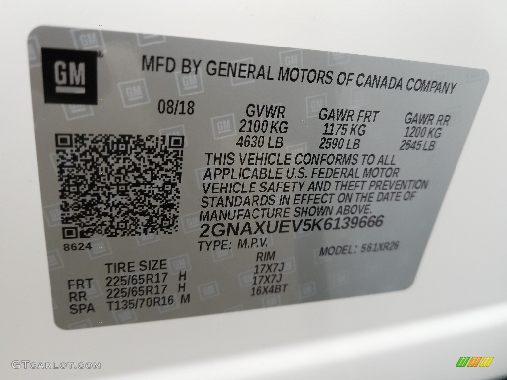 2019 Equinox LT AWD - Summit White / Medium Ash Gray photo #9