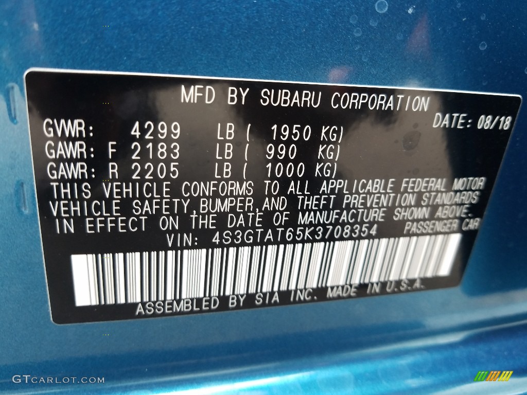 2019 Impreza 2.0i Limited 5-Door - Island Blue Pearl / Black photo #9