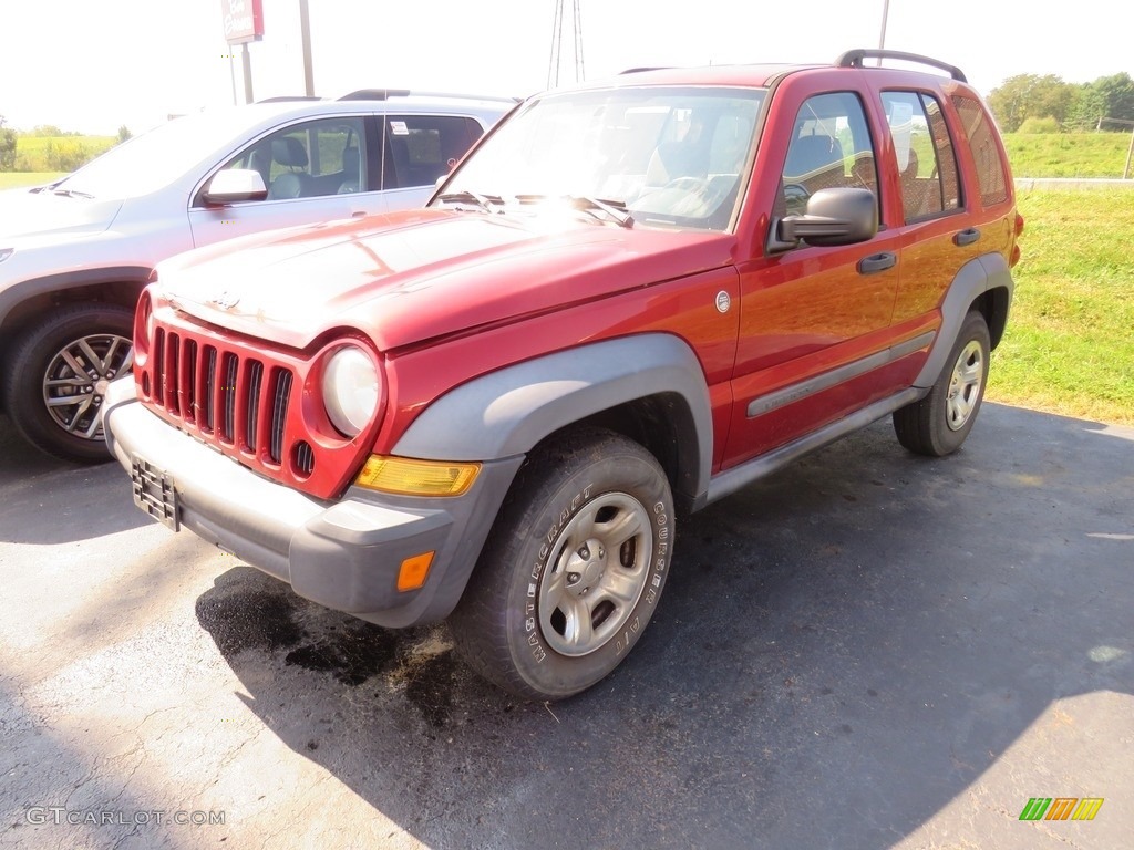 2007 Liberty Sport 4x4 - Inferno Red Crystal Pearl / Medium Slate Gray photo #3