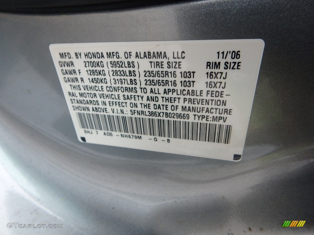 2007 Odyssey EX-L - Slate Green Metallic / Olive photo #15