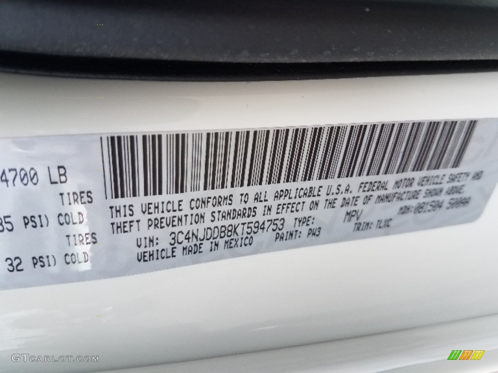 2019 Compass Color Code PW3 for White Photo #129562485