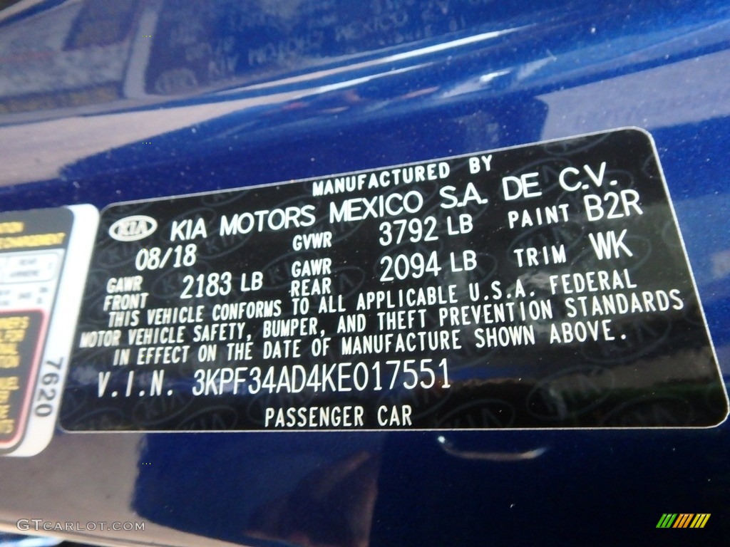 2019 Forte Color Code B2R for Sea Blue Photo #129586509