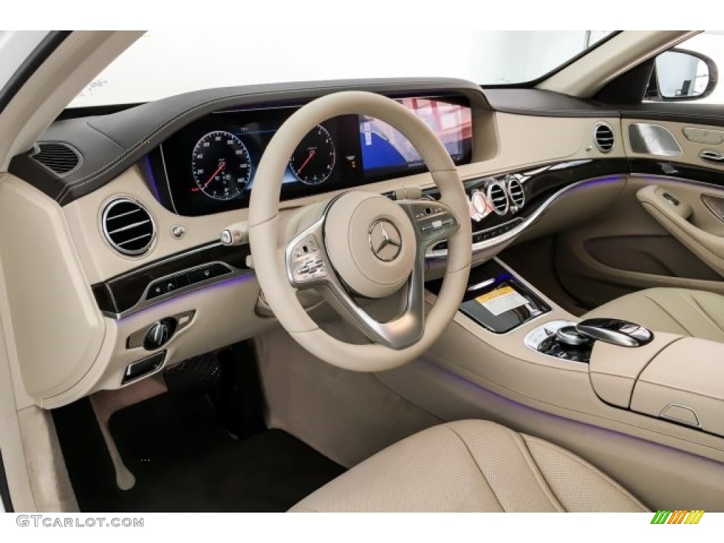 Silk Beige/Espresso Brown Interior 2019 Mercedes-Benz S 450 Sedan Photo #129607969