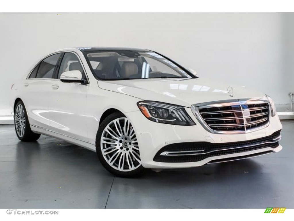 designo Diamond White Metallic 2019 Mercedes-Benz S 450 Sedan Exterior Photo #129608140