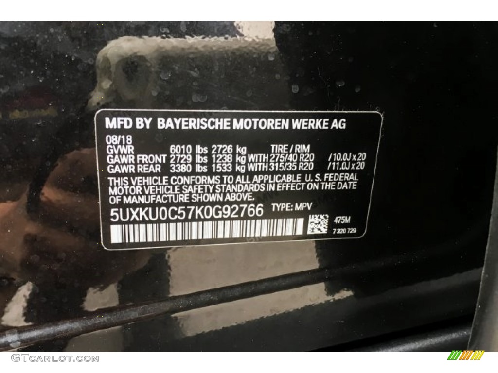 2019 X6 Color Code 475 for Black Sapphire Metallic Photo #129614686