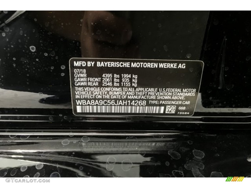 2018 3 Series 320i Sedan - Jet Black / Black photo #10