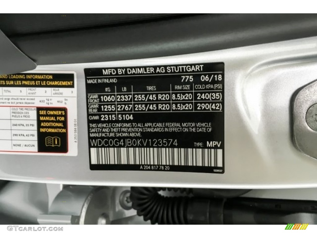 2019 GLC Color Code 775 for Iridium Silver Metallic Photo #129620450