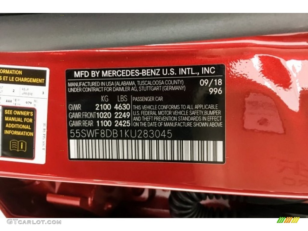 2019 C Color Code 996 for designo Cardinal Red Metallic Photo #129620696