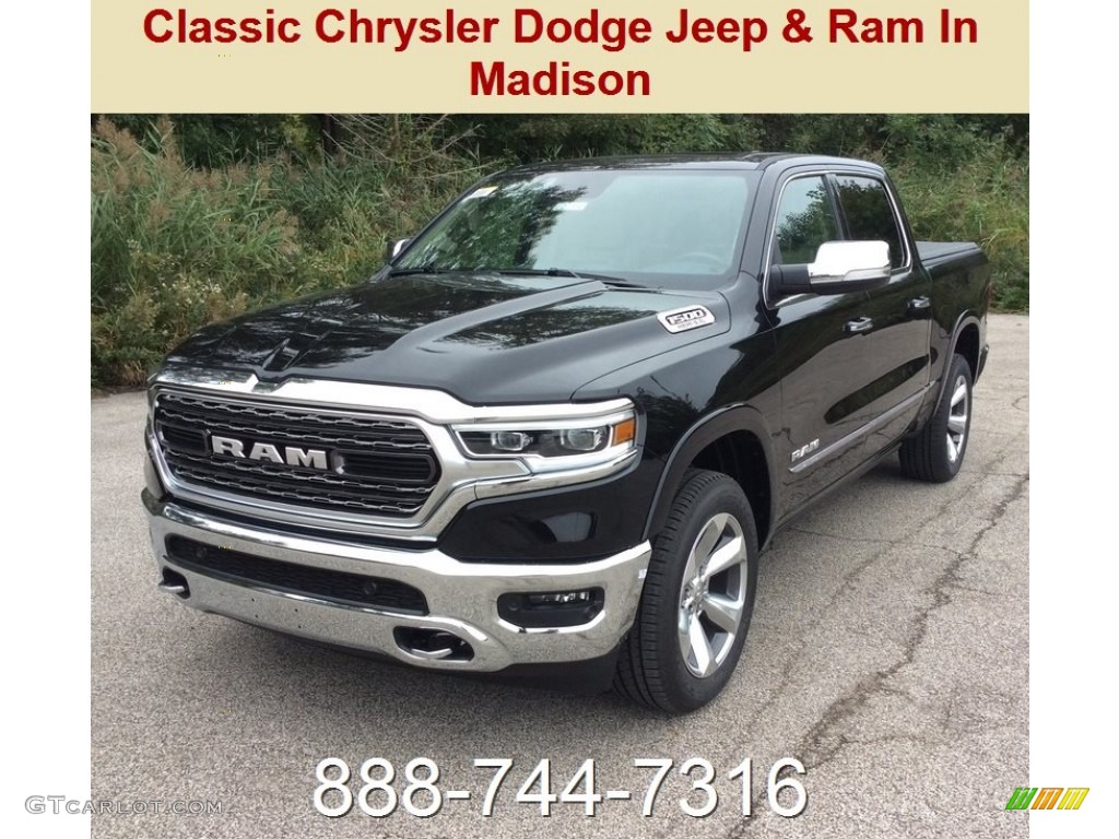 2019 1500 Limited Crew Cab 4x4 - Diamond Black Crystal Pearl / Black/Light Frost Beige photo #1