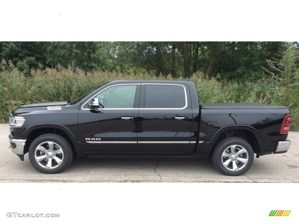 2019 1500 Limited Crew Cab 4x4 - Diamond Black Crystal Pearl / Black/Light Frost Beige photo #3