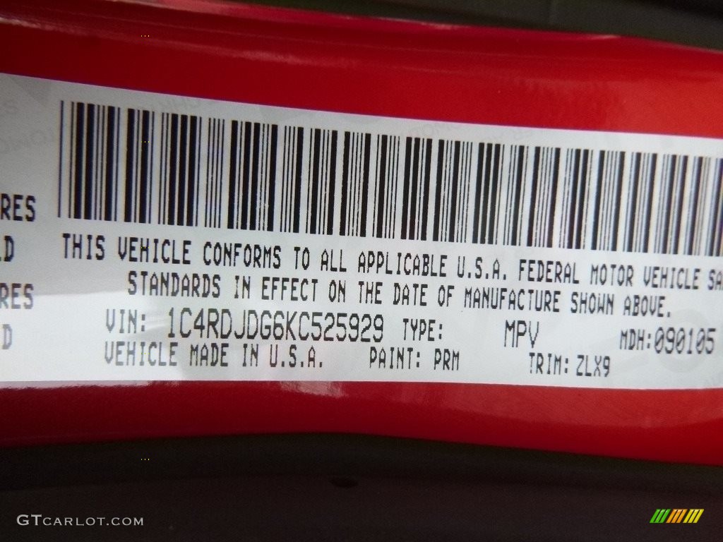 2019 Durango Color Code PRM for Redline 2 Coat Pearl Photo #129635519