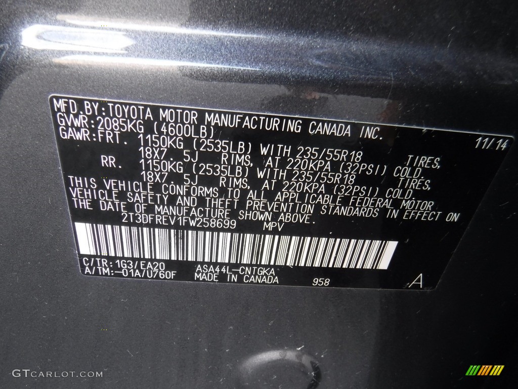 2015 RAV4 Limited AWD - Magnetic Gray Metallic / Black photo #29