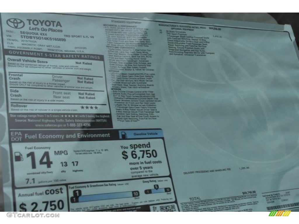 2019 Toyota Sequoia TRD Sport 4x4 Window Sticker Photo #129658069