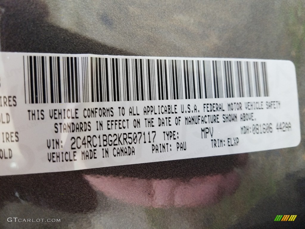 2019 Pacifica Color Code PAU for Granite Crystal Metallic Photo #129660130