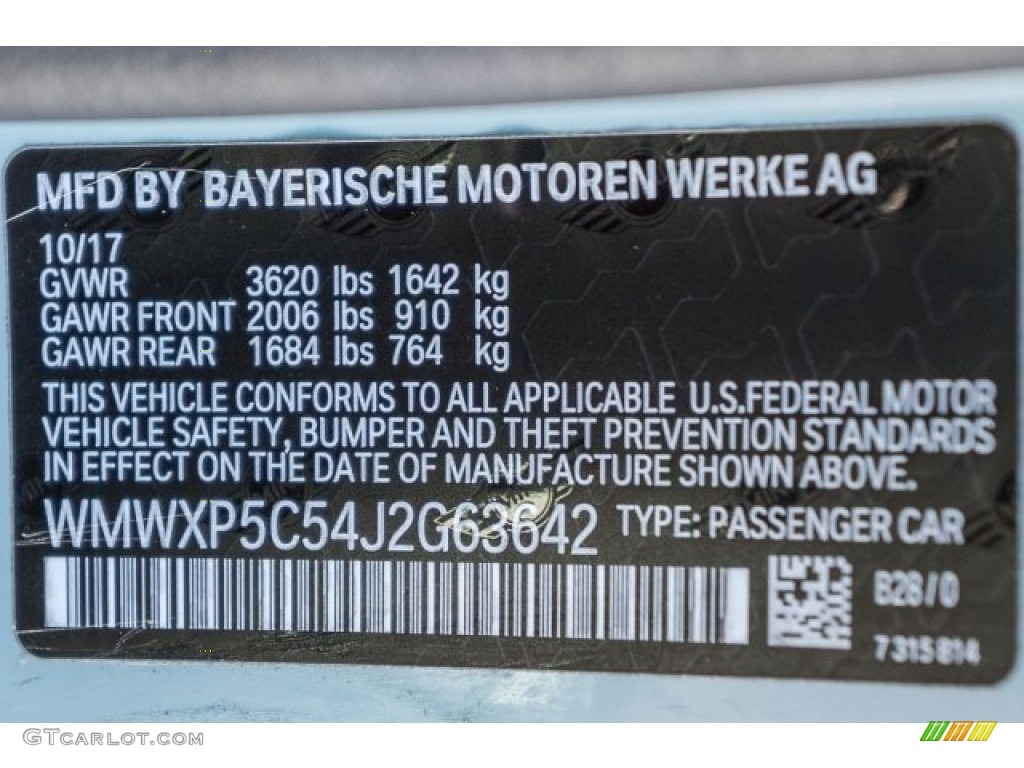 2018 Hardtop Color Code B28 for Ice Blue Edition Photo #129685301