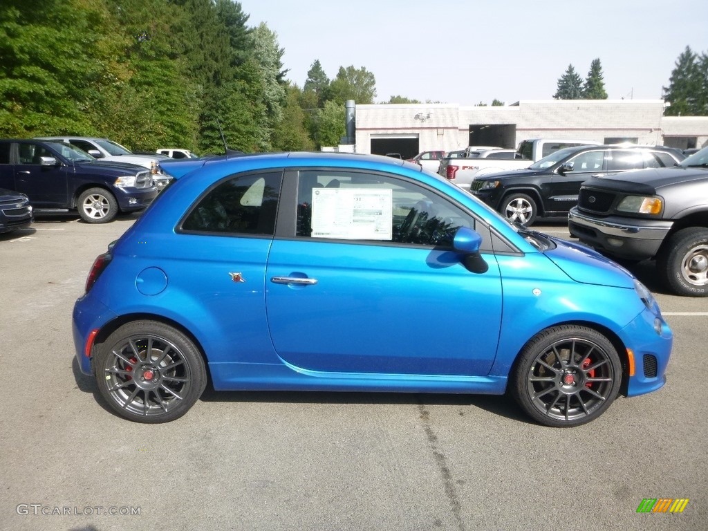 Laser Blue Metallic 2018 Fiat 500 Abarth Exterior Photo #129689615
