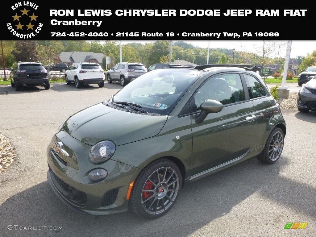2018 500 Abarth Cabrio - Oliva Green Pearl / Nero (Black) photo #1
