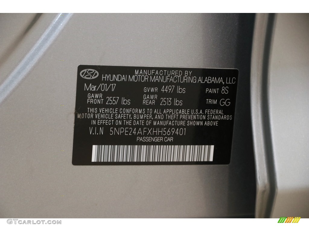 2017 Sonata SE - Shale Gray Metallic / Gray photo #21