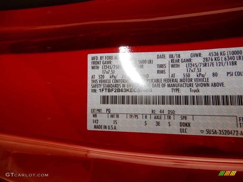 2019 F250 Super Duty Color Code PQ for Race Red Photo #129708824