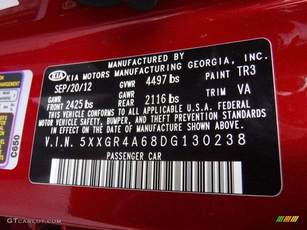 2013 Optima SX - Remington Red / Black photo #28