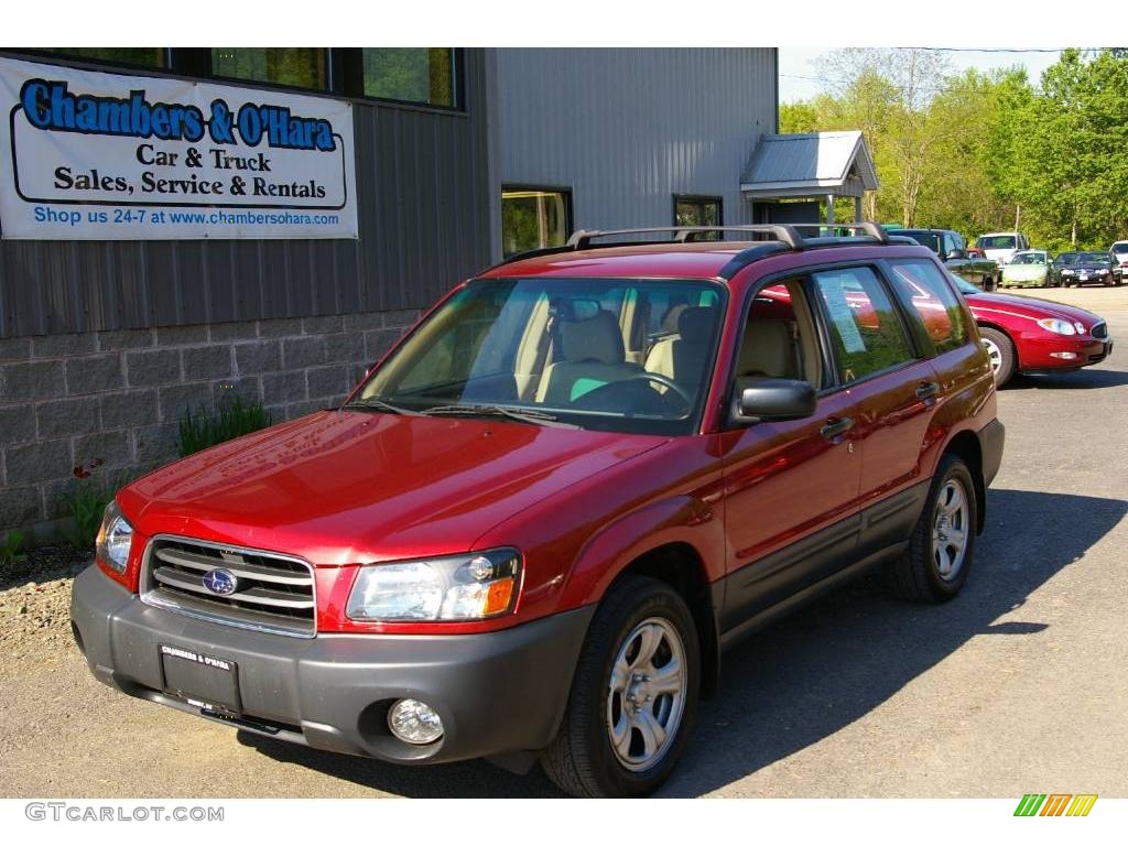 2005 Forester 2.5 X - Cayenne Red Pearl / Beige photo #1