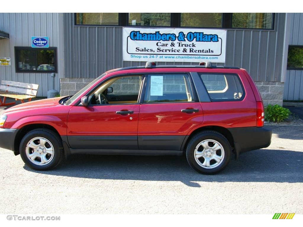 2005 Forester 2.5 X - Cayenne Red Pearl / Beige photo #2