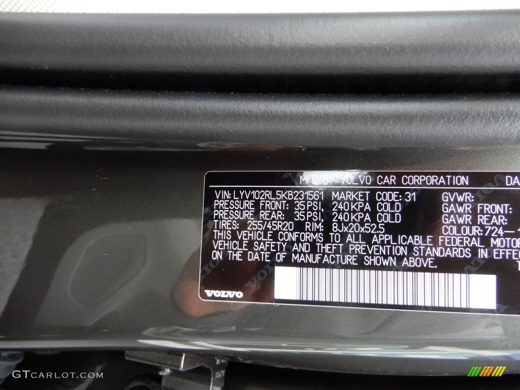 2019 XC60 T5 AWD Inscription - Pine Grey Metallic / Blonde photo #11