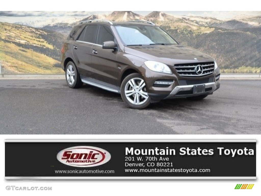 2012 ML 350 4Matic - Pearl Beige Metallic / Auburn Brown/Black photo #1