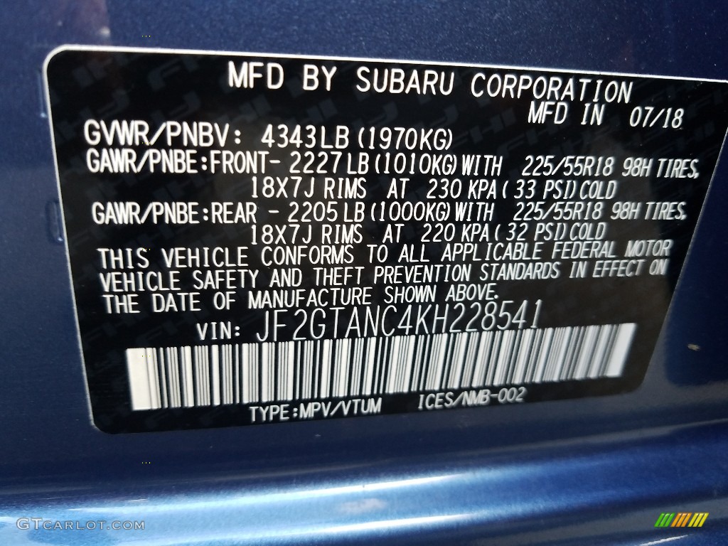 2019 Crosstrek 2.0i Limited - Quartz Blue Pearl / Gray photo #9