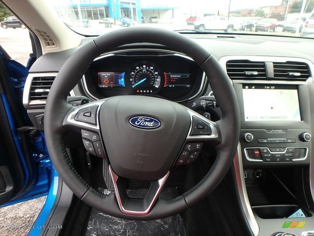 2019 Ford Fusion SEL AWD Ebony Steering Wheel Photo #129772749