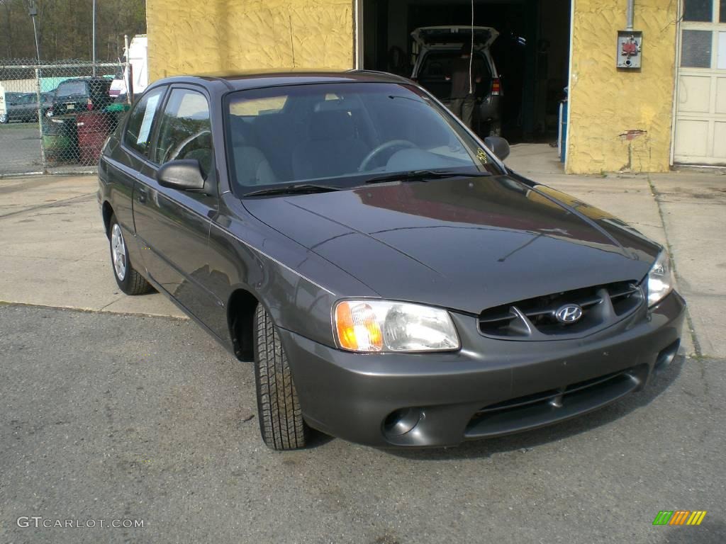 2001 Accent GS Coupe - Charcoal Gray / Gray photo #2