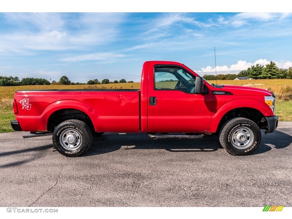 2011 F250 Super Duty XL Regular Cab 4x4 - Vermillion Red / Steel Gray photo #3