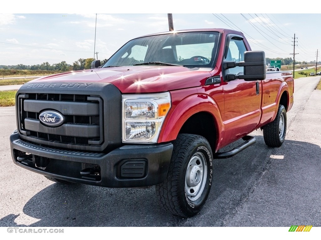 2011 F250 Super Duty XL Regular Cab 4x4 - Vermillion Red / Steel Gray photo #8