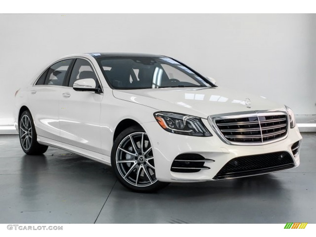 designo Diamond White Metallic 2019 Mercedes-Benz S 450 Sedan Exterior Photo #129800171
