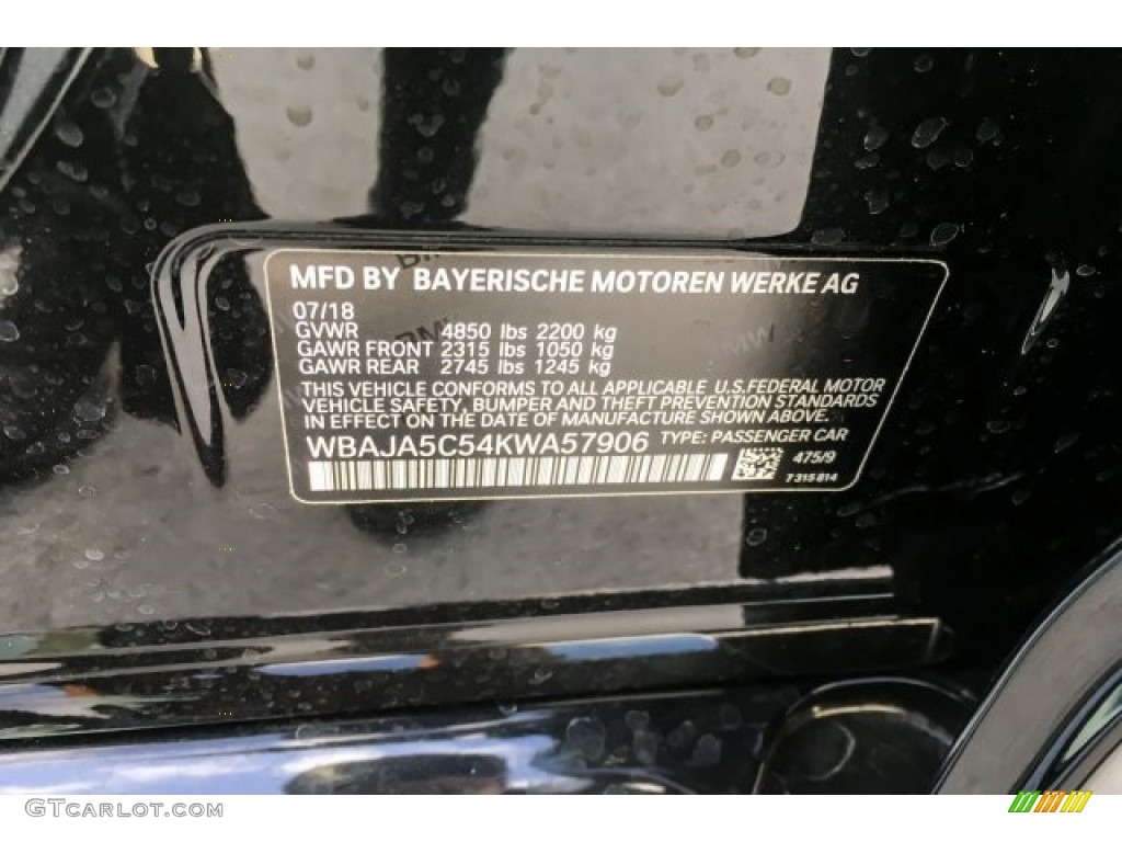 2019 5 Series Color Code 475 for Black Sapphire Metallic Photo #129806291