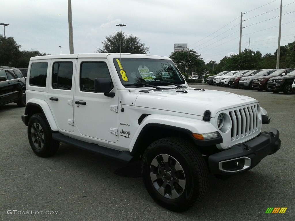 Bright White 2018 Jeep Wrangler Unlimited Sahara 4x4 Exterior Photo #129806726
