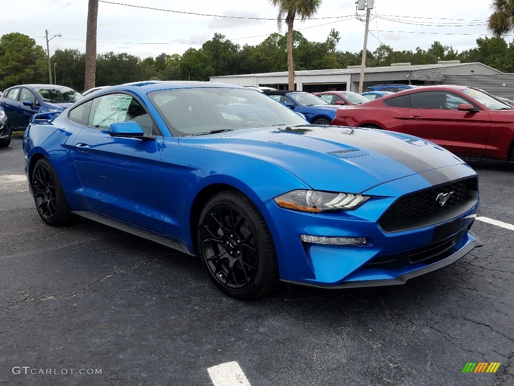 Velocity Blue 2019 Ford Mustang EcoBoost Fastback Exterior Photo #129808910
