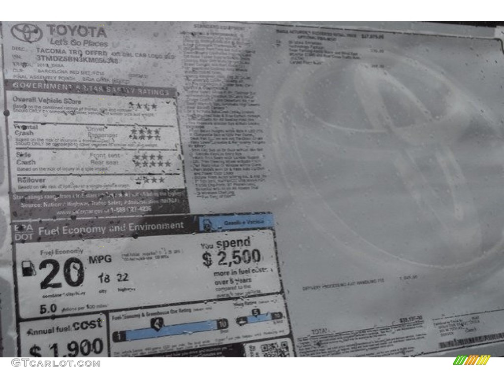2019 Tacoma TRD Off-Road Double Cab 4x4 - Barcelona Red Metallic / TRD Graphite photo #36