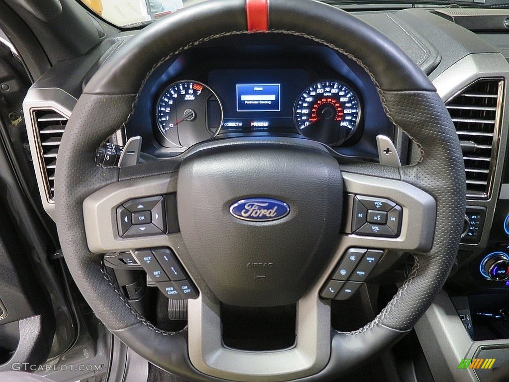 2018 Ford F150 SVT Raptor SuperCrew 4x4 Raptor Black Steering Wheel Photo #129810296