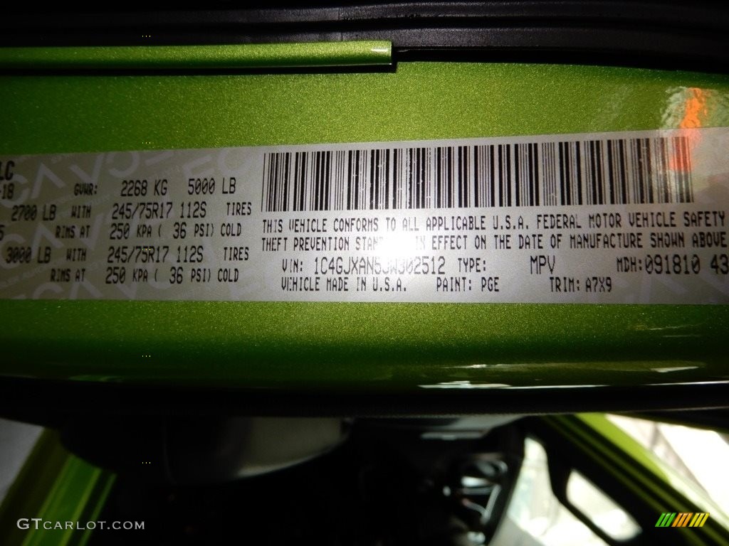 2018 Wrangler Color Code PGE for Mojito! Photo #129827971