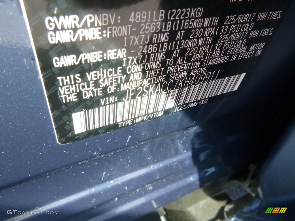 2019 Forester 2.5i - Horizon Blue Pearl / Gray photo #15