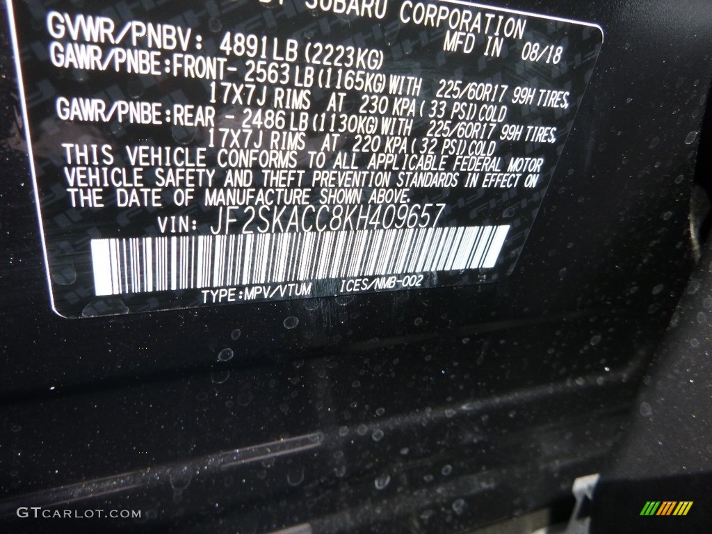2019 Forester 2.5i - Dark Gray Metallic / Black photo #15