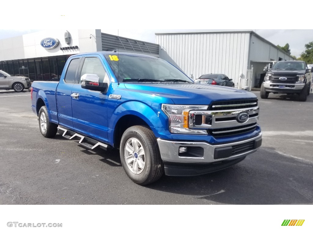 2018 F150 XLT SuperCab - Lightning Blue / Earth Gray photo #7