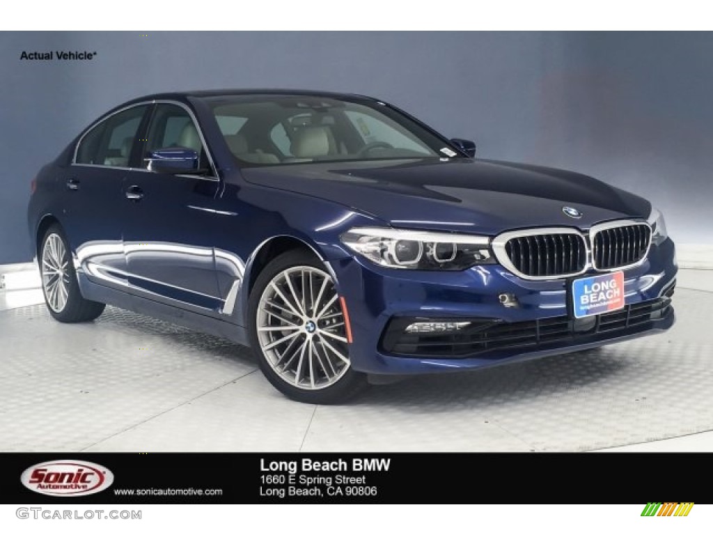 2018 5 Series 530i Sedan - Mediterranean Blue Metallic / Ivory White photo #1