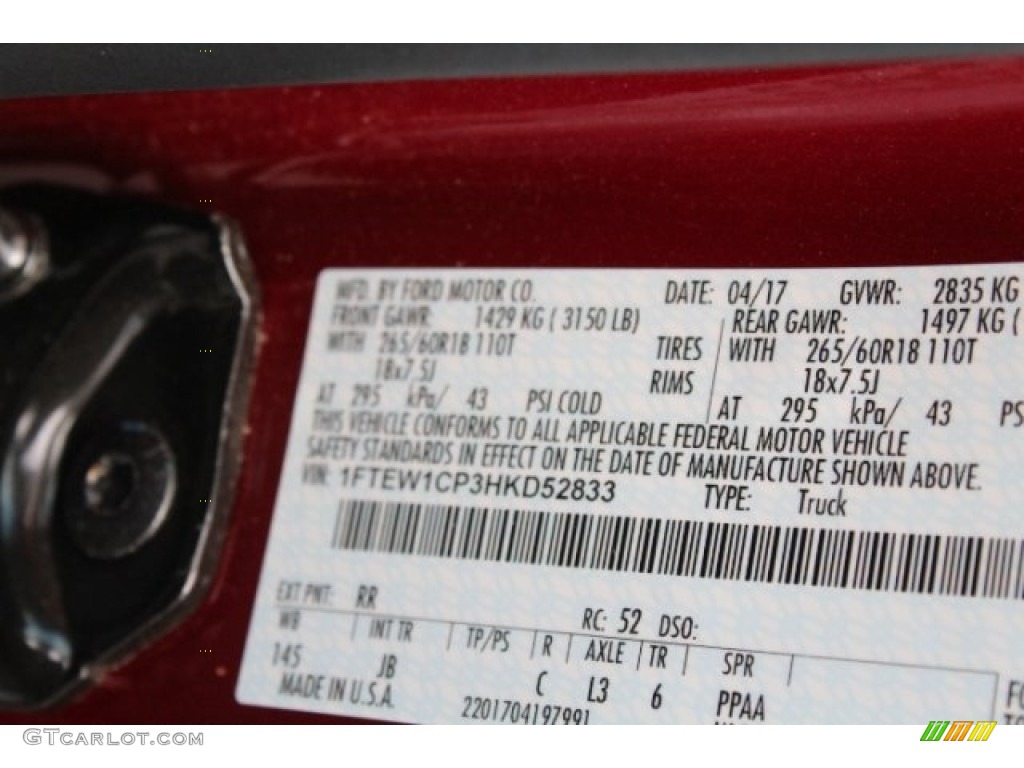 2017 F150 XLT SuperCrew - Ruby Red / Black photo #36