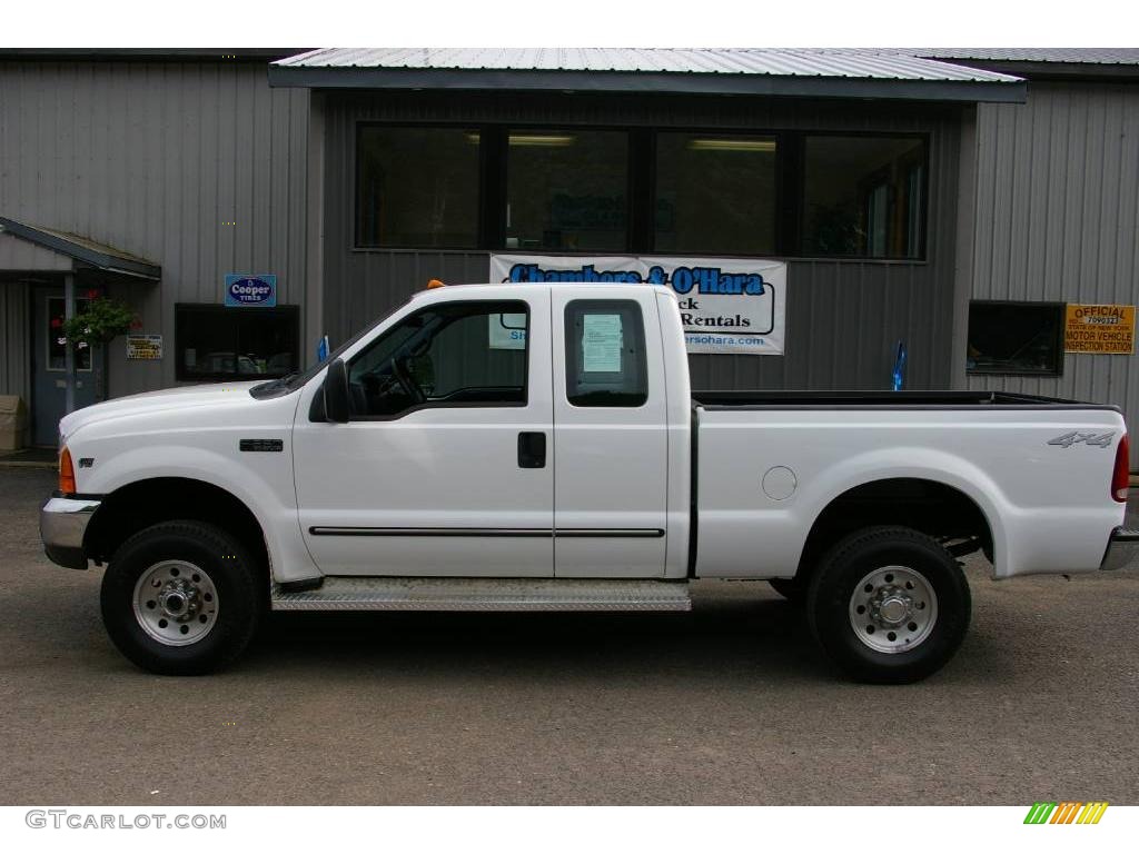 2000 F250 Super Duty XLT Extended Cab 4x4 - Oxford White / Dark Denim Blue photo #2