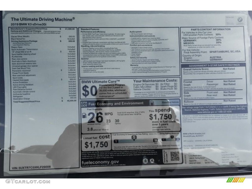 2019 X3 sDrive30i - Glacier Silver Metallic / Black photo #10