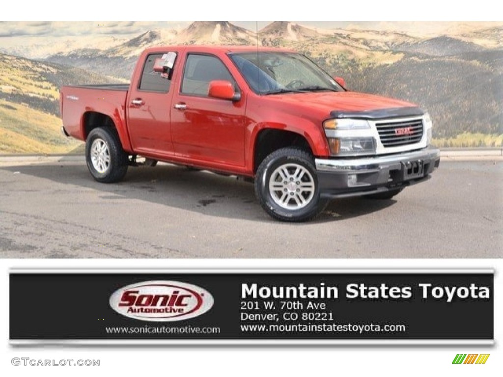 2011 Canyon SLE Crew Cab 4x4 - Fire Red / Ebony photo #1