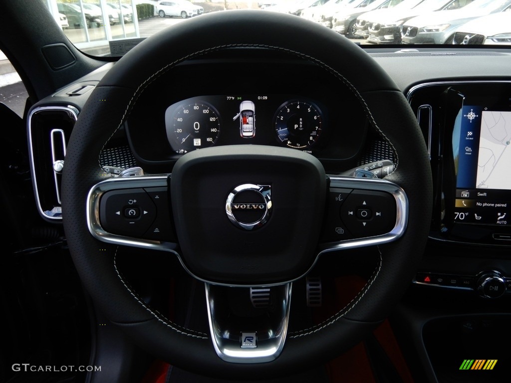 2019 Volvo XC40 T5 R-Design AWD Charcoal Steering Wheel Photo #129867661