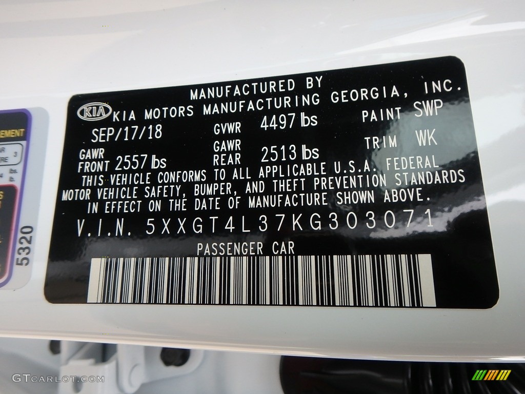 2019 Optima Color Code SWP for Snow White Pearl Photo #129885532